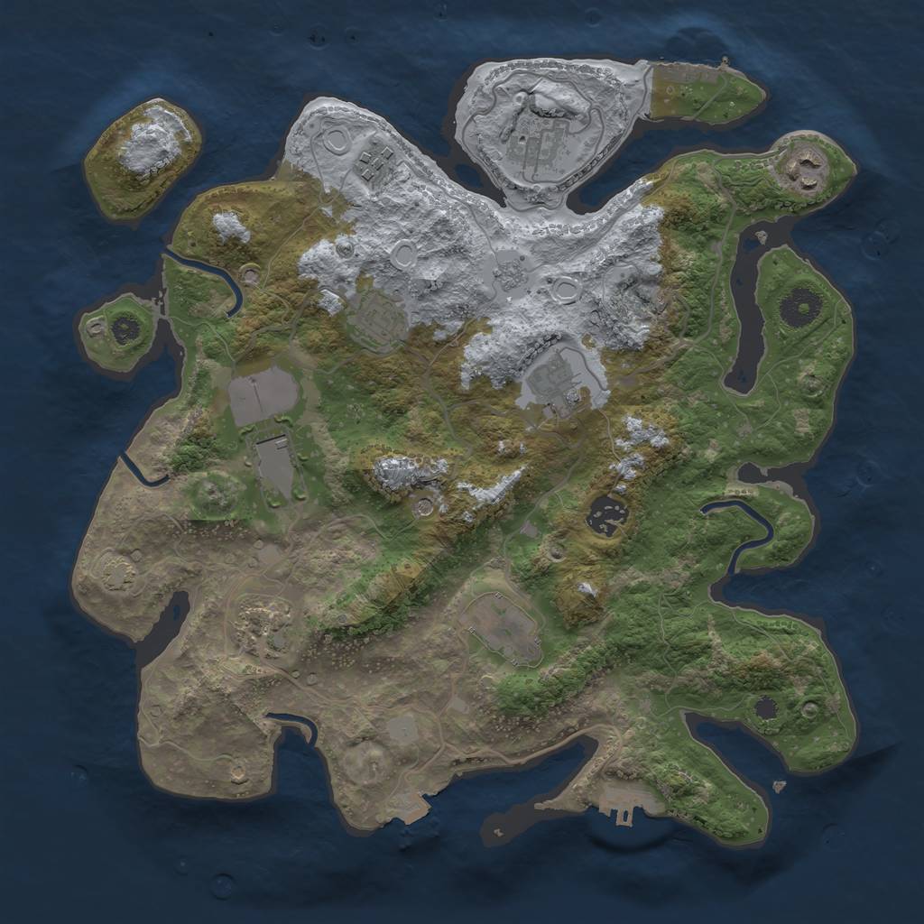 Rust Map: Procedural Map, Size: 3500, Seed: 132067647, 17 Monuments