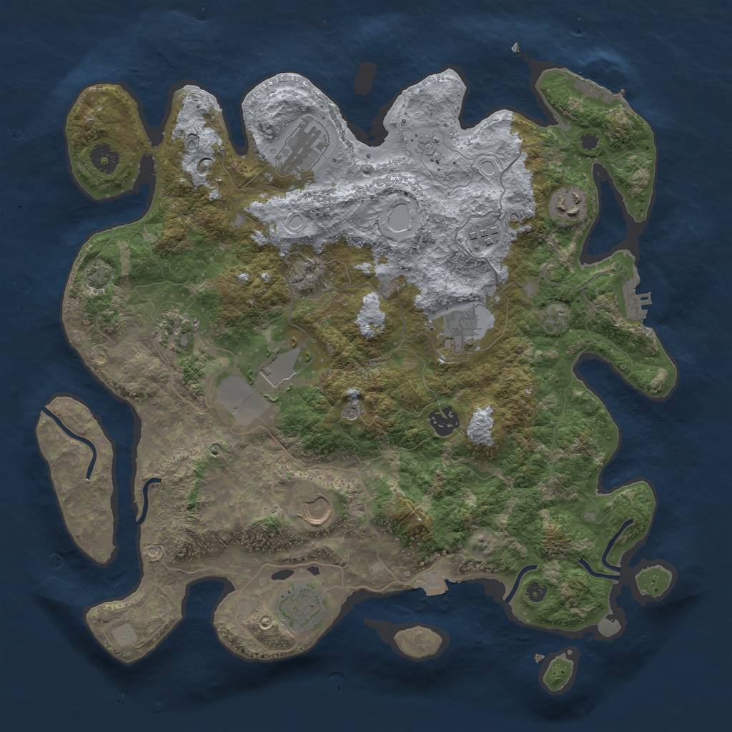 Rust Map: Procedural Map, Size: 3800, Seed: 454424001, 17 Monuments