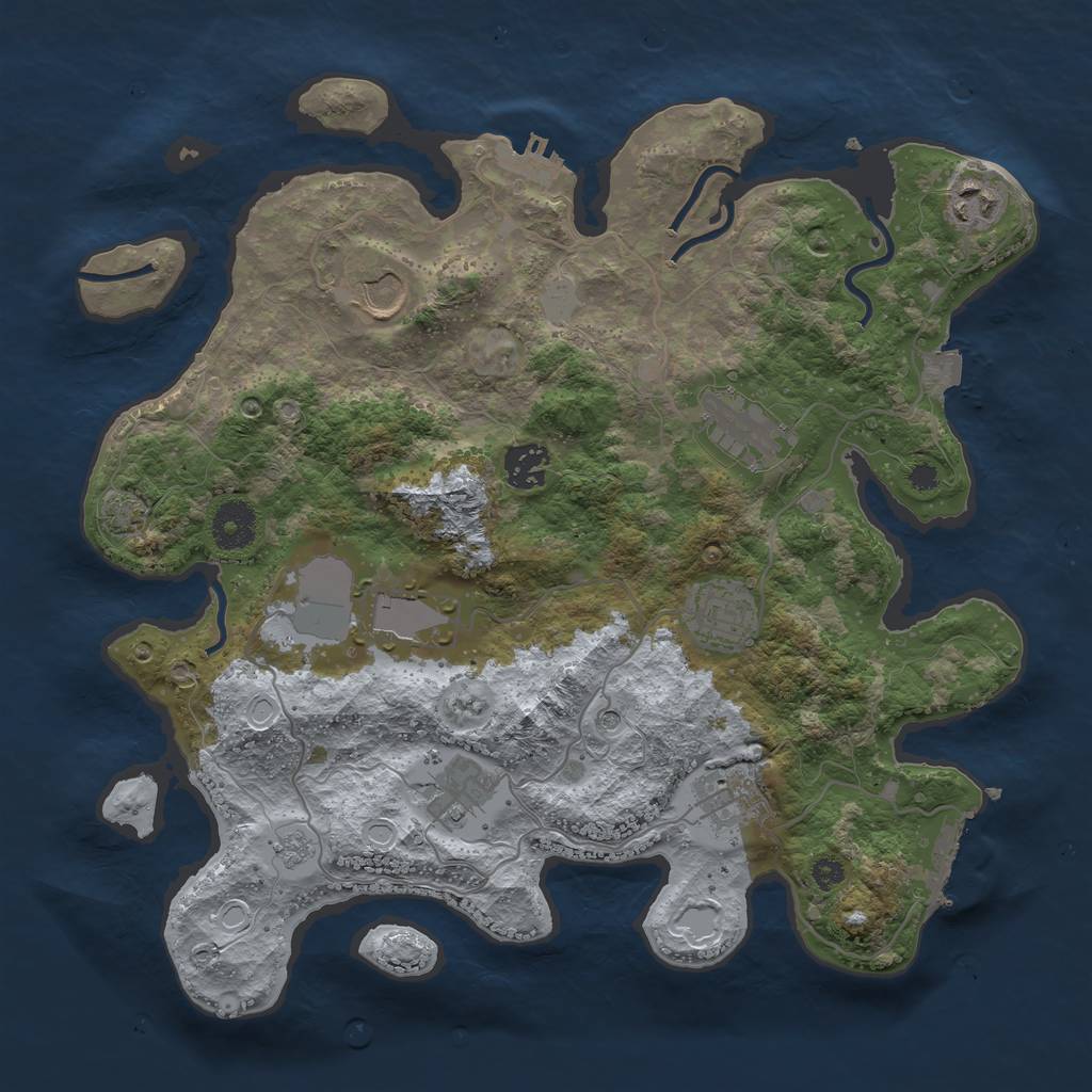 Rust Map: Procedural Map, Size: 3500, Seed: 386656889, 16 Monuments