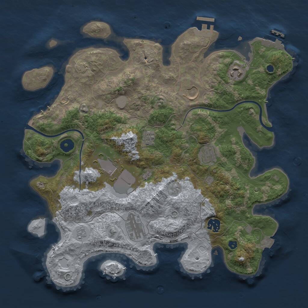 Rust Map: Procedural Map, Size: 3500, Seed: 386656889, 13 Monuments