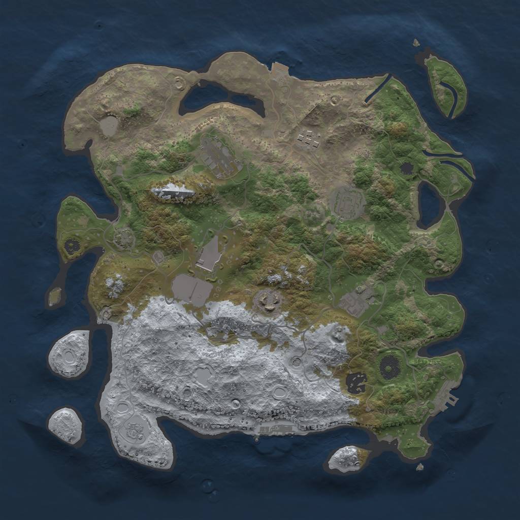 Rust Map: Procedural Map, Size: 3500, Seed: 1070239857, 15 Monuments