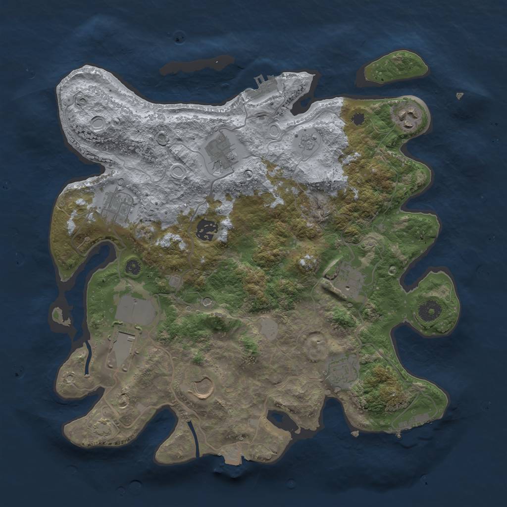 Rust Map: Procedural Map, Size: 3500, Seed: 151345, 16 Monuments
