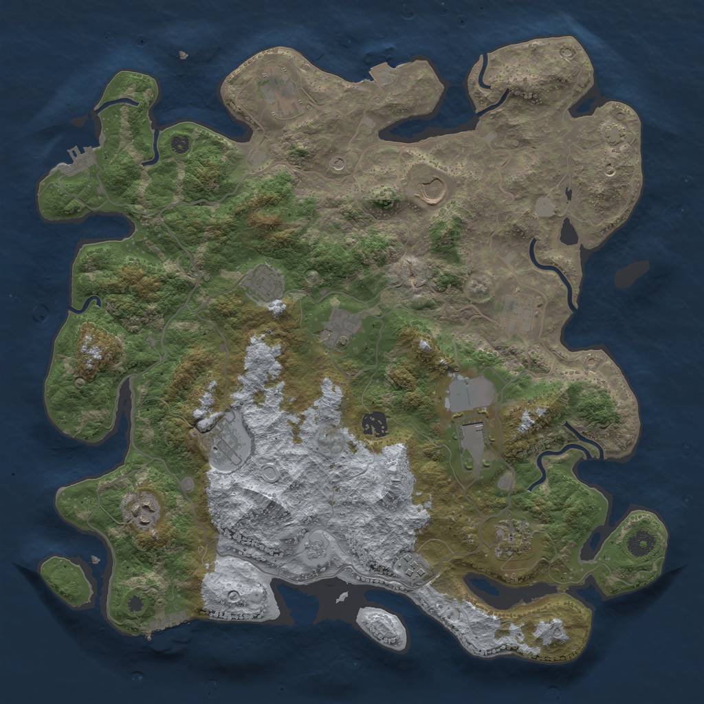 Rust Map: Procedural Map, Size: 4000, Seed: 1734677601, 19 Monuments