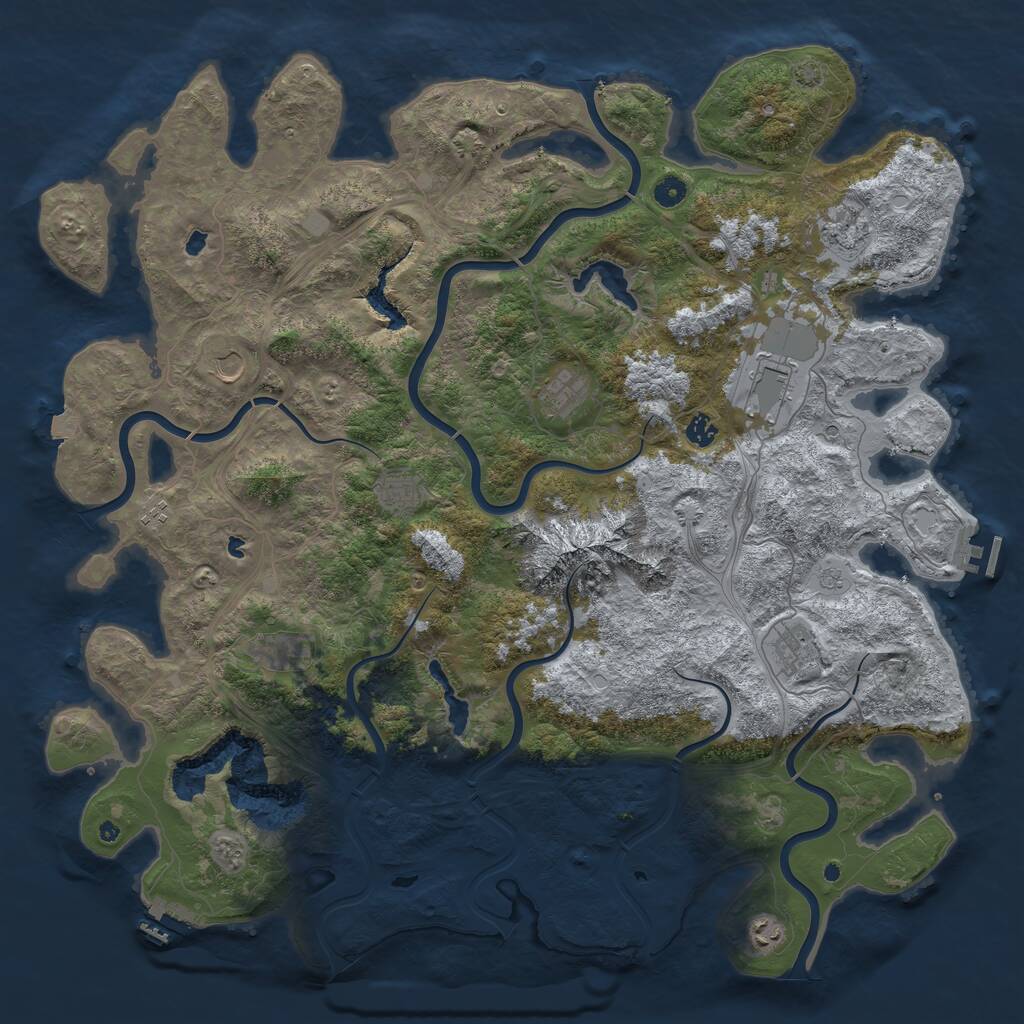 Rust Map: Procedural Map, Size: 5000, Seed: 1995861025, 16 Monuments