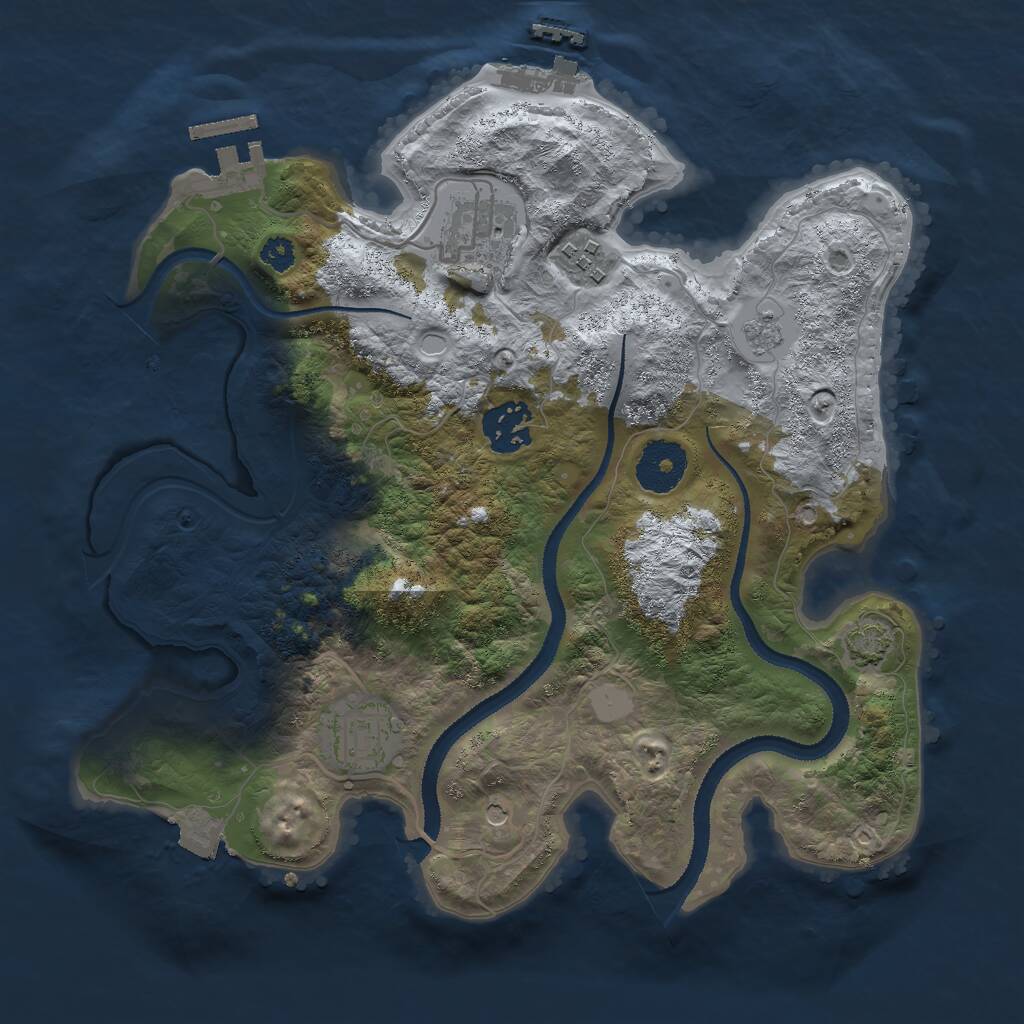Rust Map: Procedural Map, Size: 3000, Seed: 2761, 10 Monuments