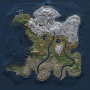 Thumbnail Rust Map: Procedural Map, Size: 3000, Seed: 2761, 10 Monuments