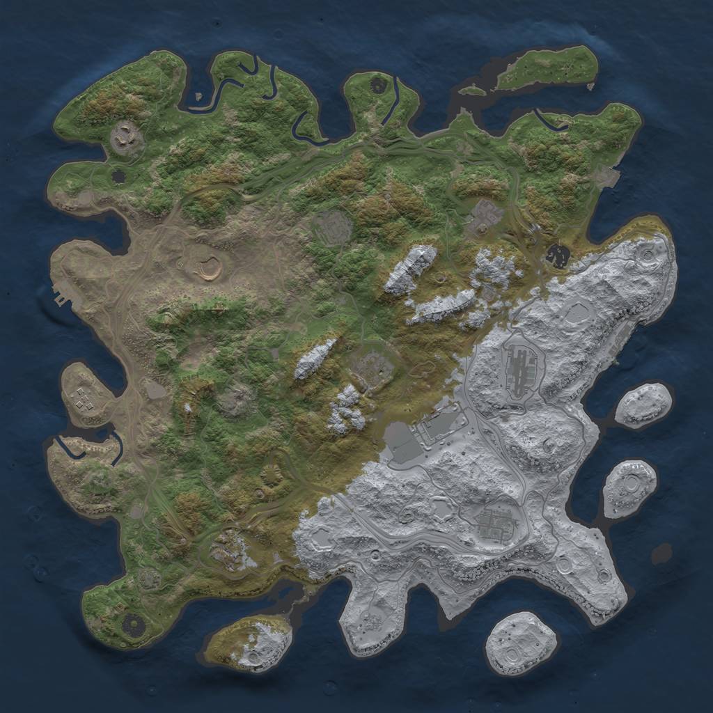 Rust Map: Procedural Map, Size: 4500, Seed: 1324026142, 19 Monuments