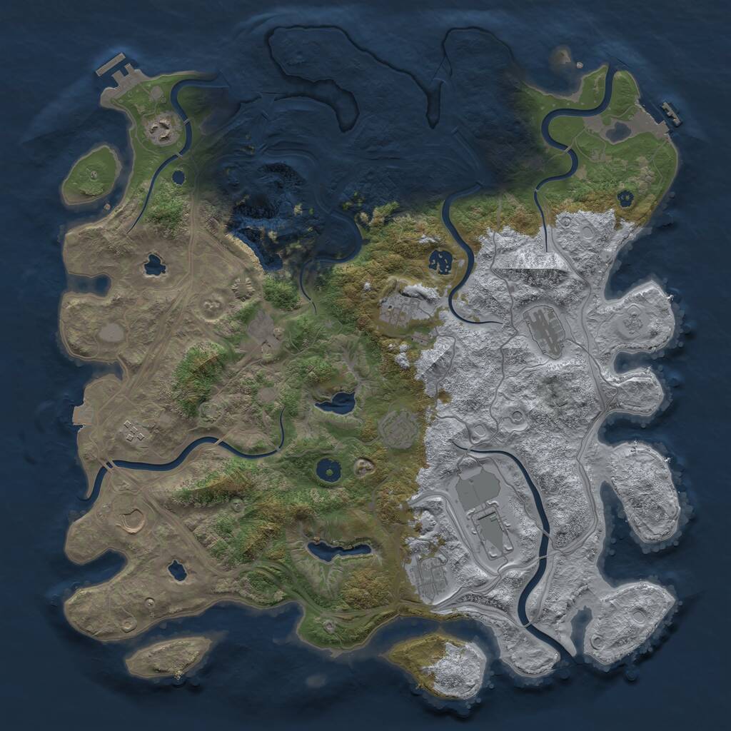 Rust Map: Procedural Map, Size: 4500, Seed: 1045222702, 16 Monuments