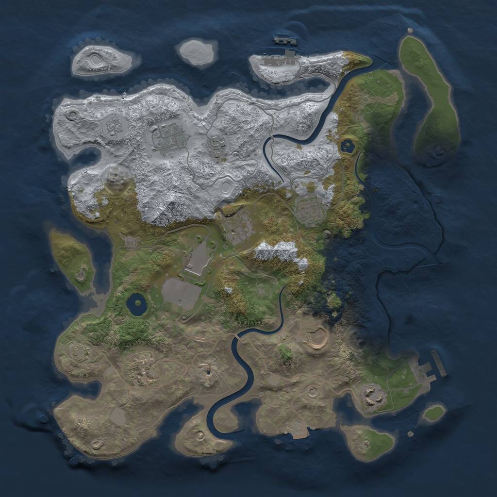 Rust Map: Procedural Map, Size: 3500, Seed: 1234990273, 14 Monuments