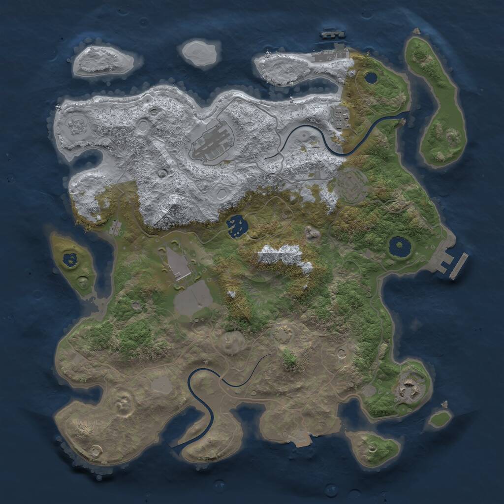 Rust Map: Procedural Map, Size: 3500, Seed: 1234990273, 12 Monuments