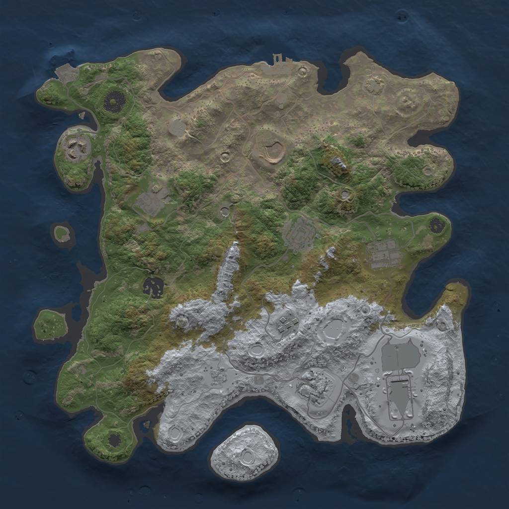 Rust Map: Procedural Map, Size: 3500, Seed: 151540613, 16 Monuments
