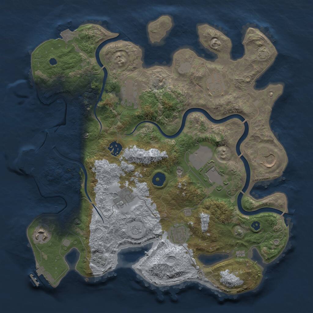 Rust Map: Procedural Map, Size: 3500, Seed: 1027451139, 15 Monuments