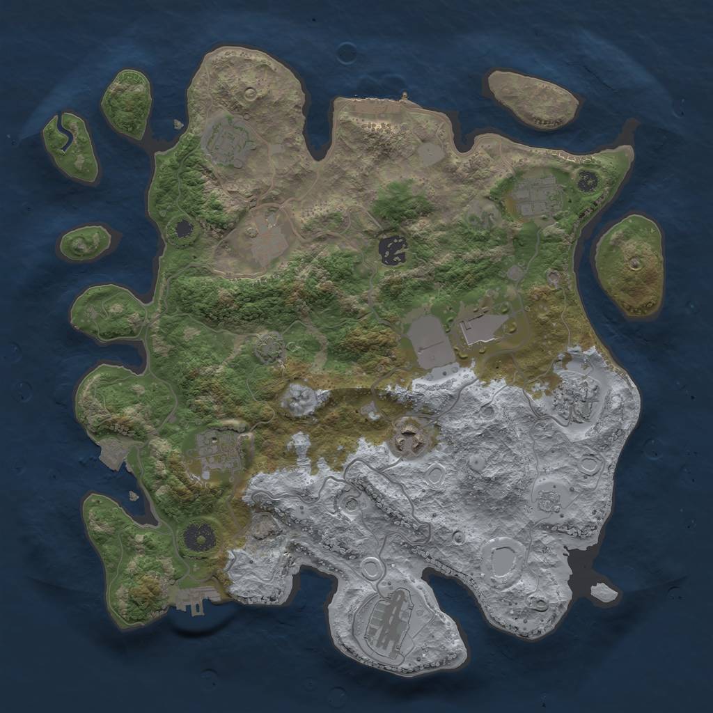 Rust Map: Procedural Map, Size: 3500, Seed: 1196484587, 17 Monuments