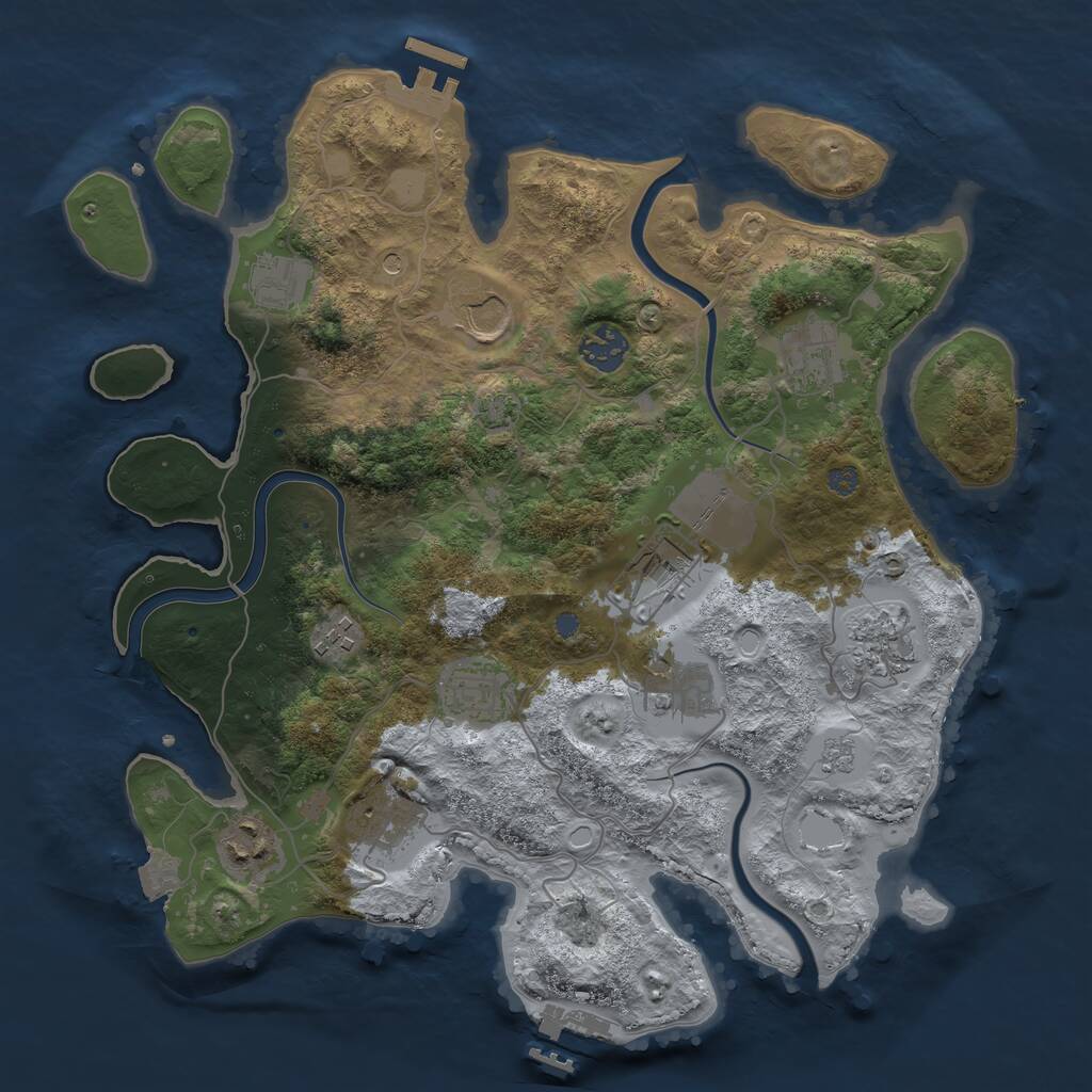 Rust Map: Procedural Map, Size: 3500, Seed: 1196484587, 18 Monuments