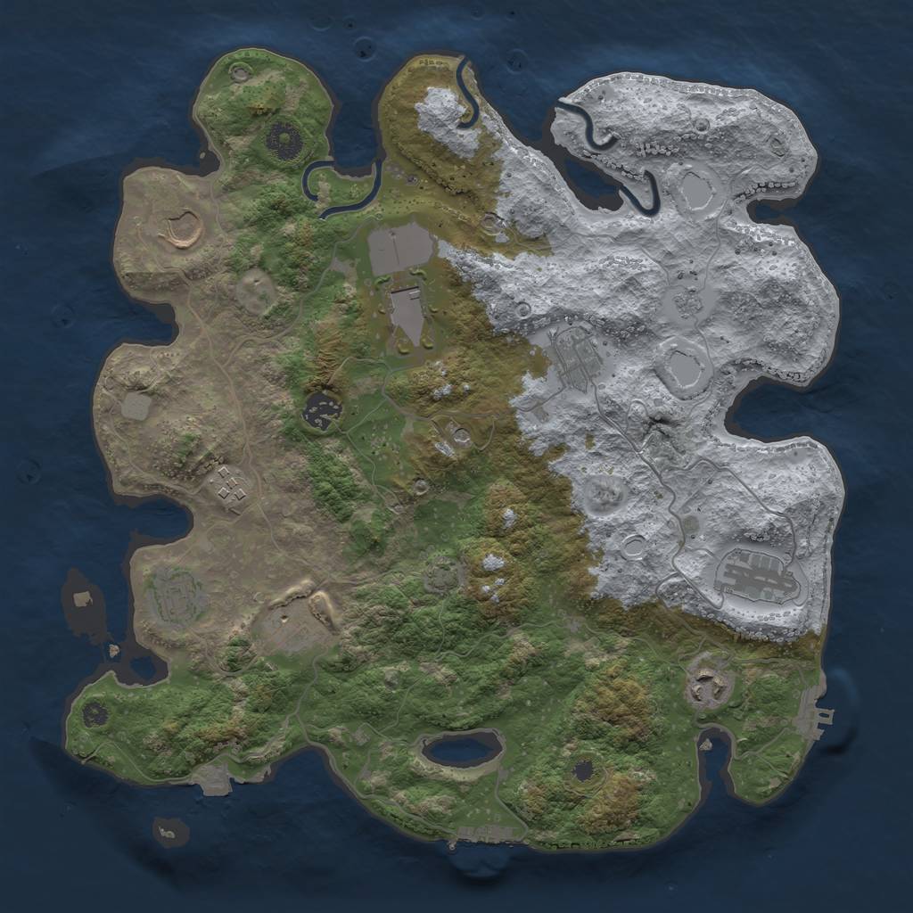Rust Map: Procedural Map, Size: 3700, Seed: 1192811106, 17 Monuments