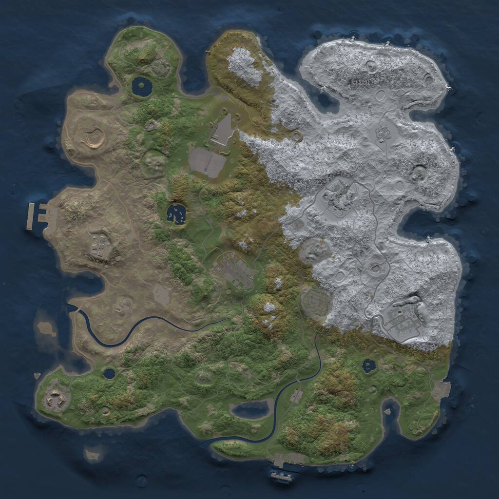 Rust Map: Procedural Map, Size: 3700, Seed: 1192811106, 15 Monuments