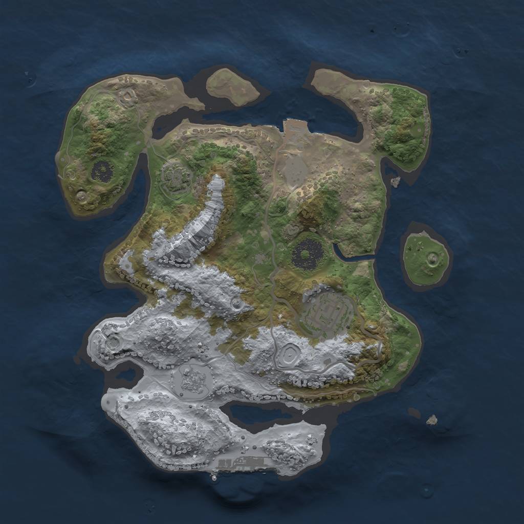 Rust Map: Procedural Map, Size: 2500, Seed: 1710231631, 7 Monuments