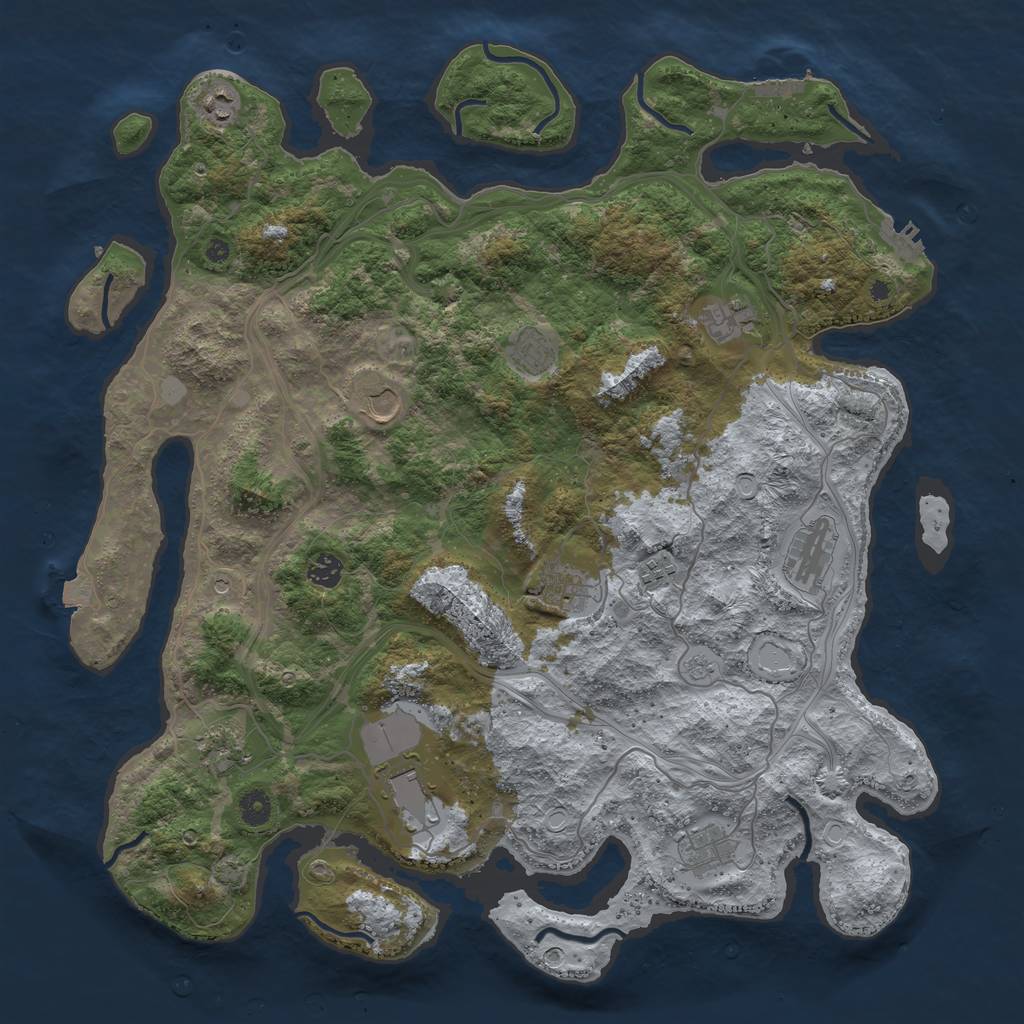Rust Map: Procedural Map, Size: 4500, Seed: 1035487703, 19 Monuments