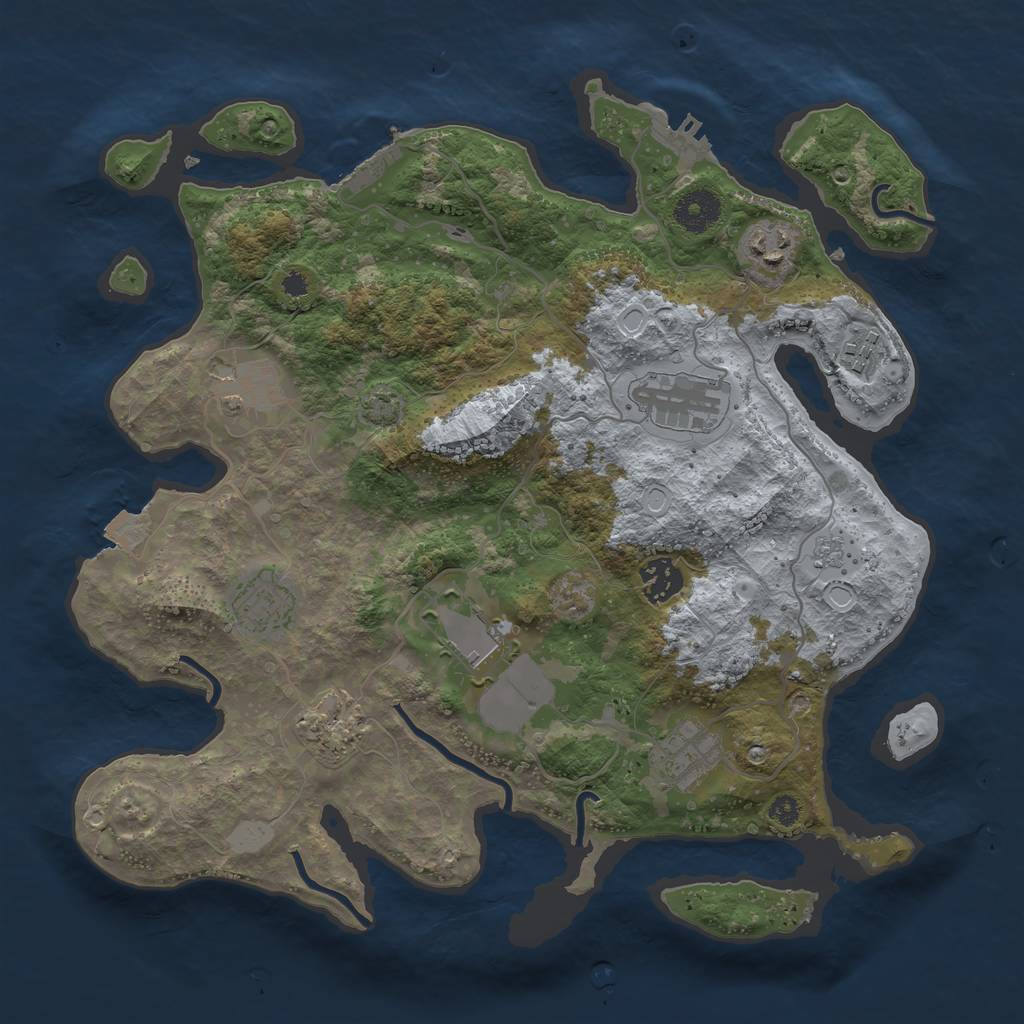 Rust Map: Procedural Map, Size: 3500, Seed: 2081380368, 16 Monuments