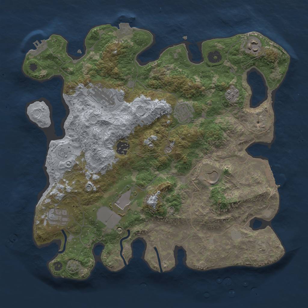 Rust Map: Procedural Map, Size: 3500, Seed: 396398606, 16 Monuments