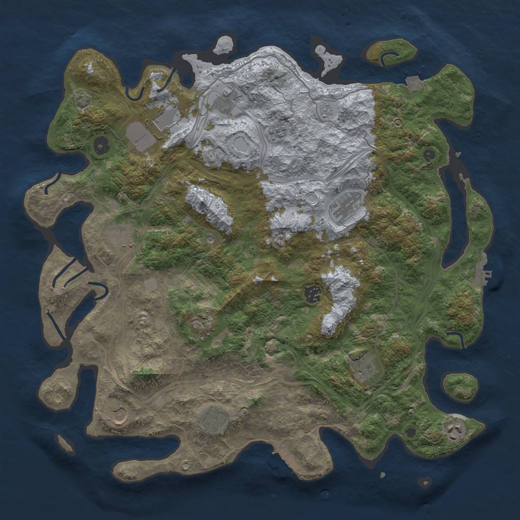Rust Map: Procedural Map, Size: 4500, Seed: 501192422, 19 Monuments