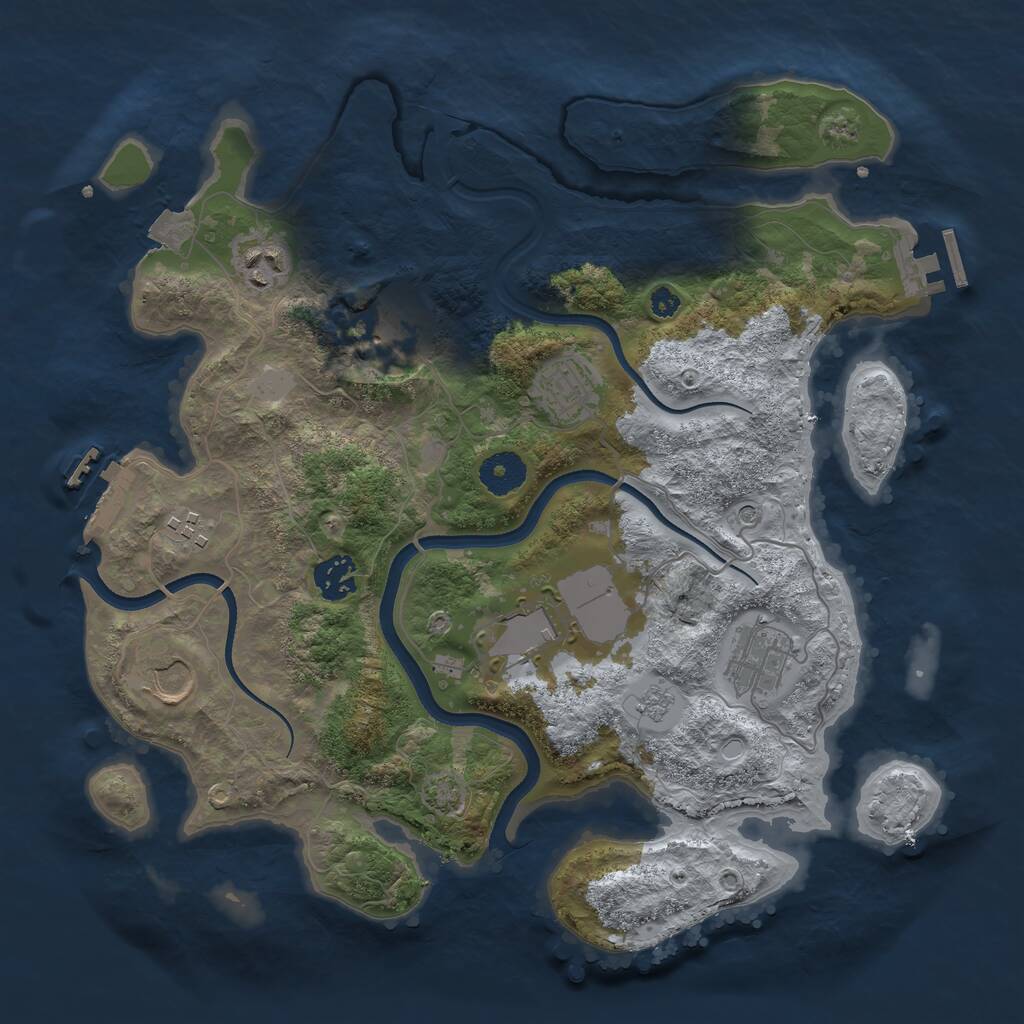 Rust Map: Procedural Map, Size: 3500, Seed: 174489195, 14 Monuments