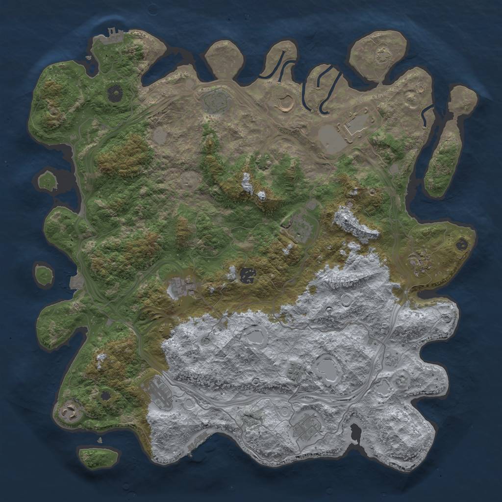 Rust Map: Procedural Map, Size: 4500, Seed: 405105328, 19 Monuments