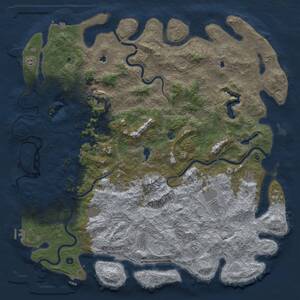 Thumbnail Rust Map: Procedural Map, Size: 6000, Seed: 685975214, 17 Monuments