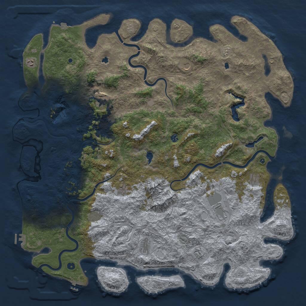 Rust Map: Procedural Map, Size: 6000, Seed: 685975214, 17 Monuments