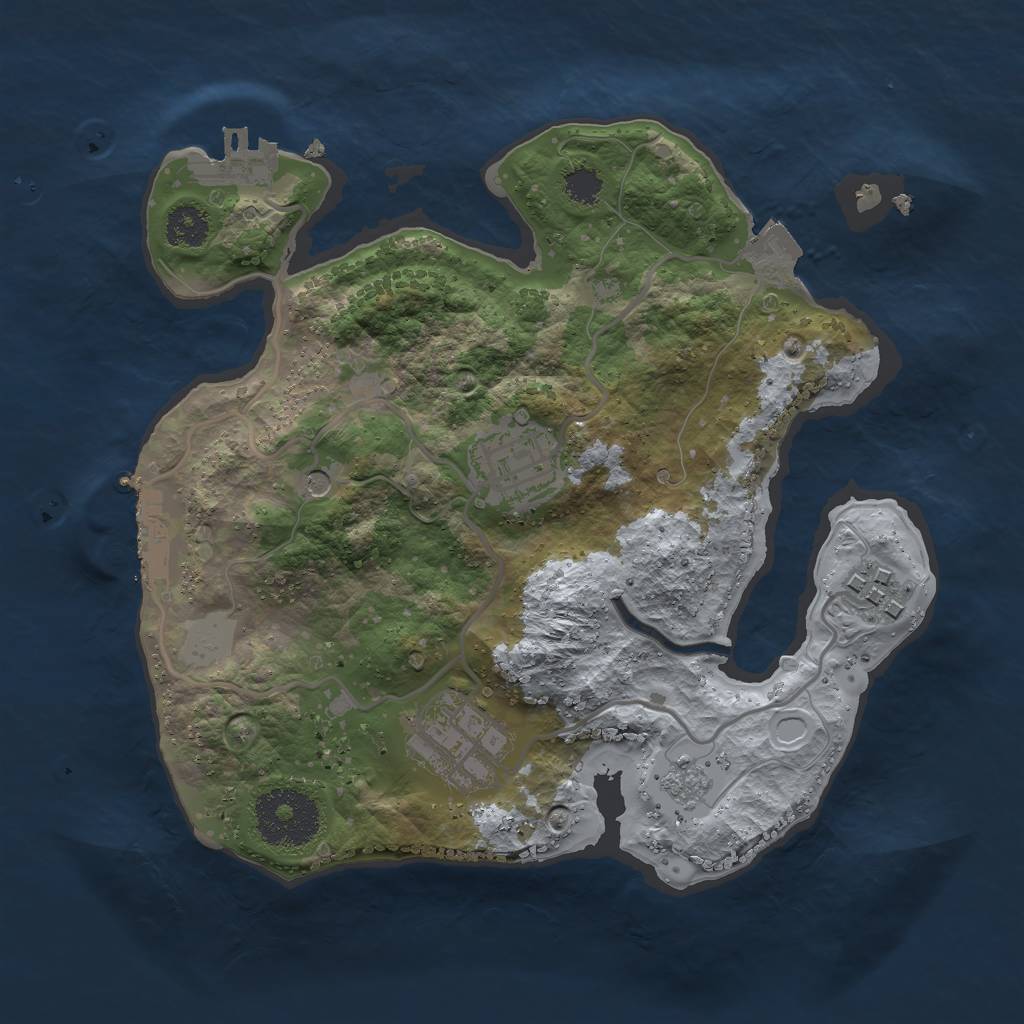 Rust Map: Procedural Map, Size: 2500, Seed: 322, 10 Monuments