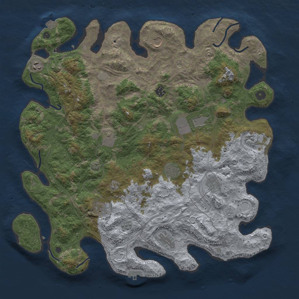 Rust Map: Procedural Map, Size: 4500, Seed: 666777, 18 Monuments