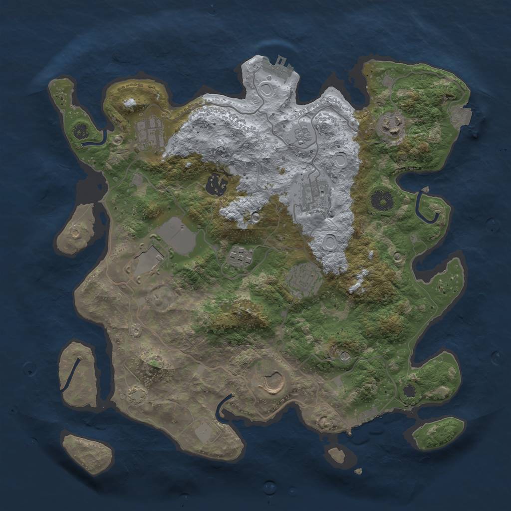 Rust Map: Procedural Map, Size: 3500, Seed: 906008594, 16 Monuments