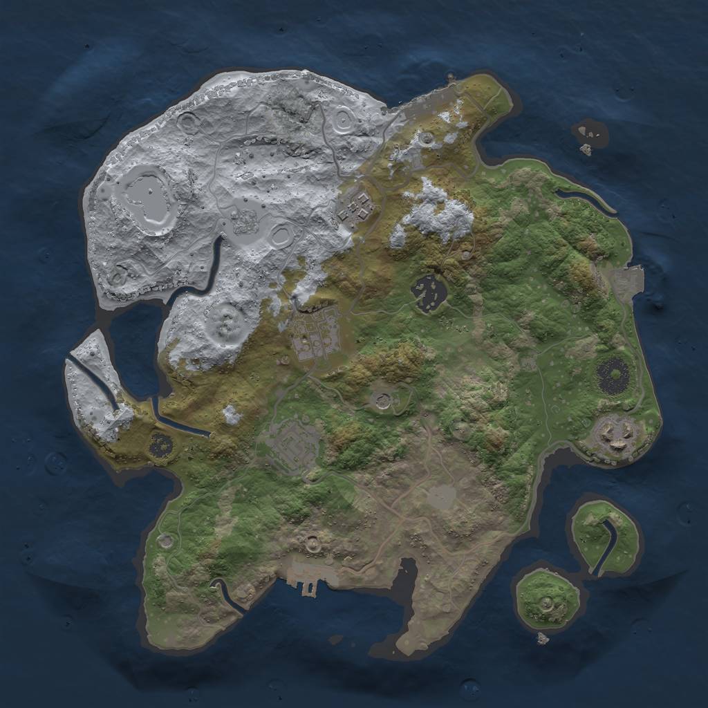 Rust Map: Procedural Map, Size: 3000, Seed: 23412, 12 Monuments