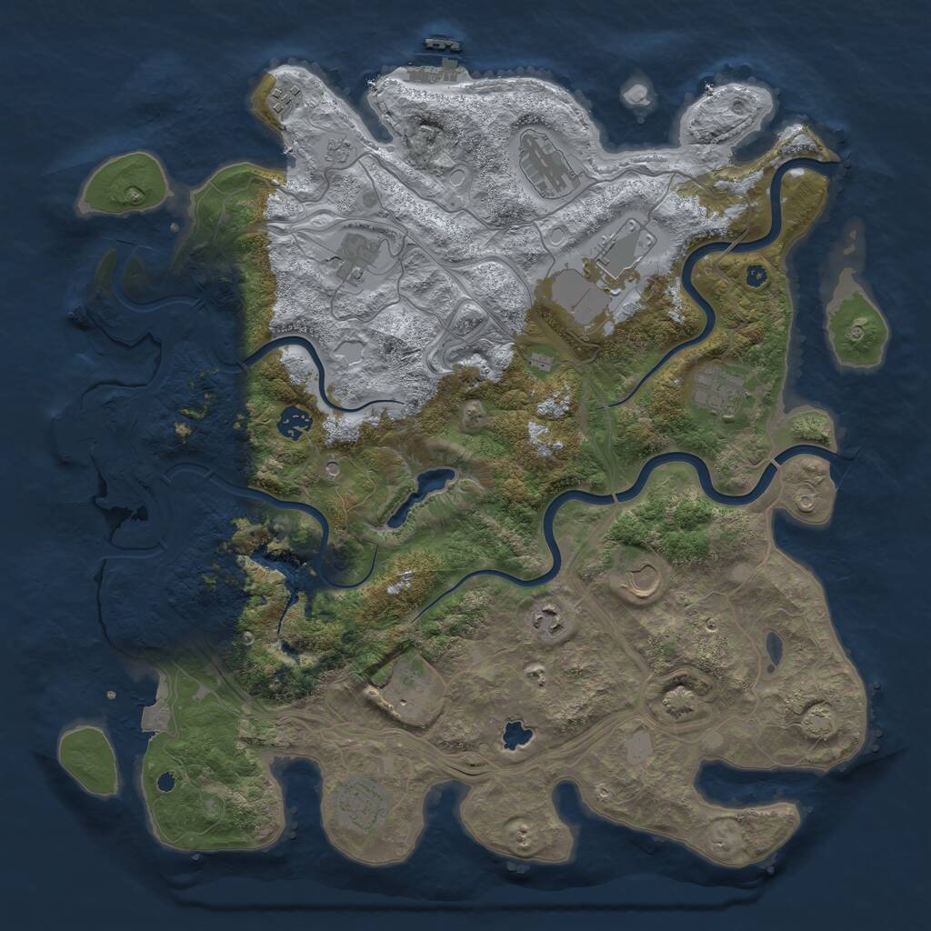 Rust Map: Procedural Map, Size: 4250, Seed: 1984418540, 16 Monuments