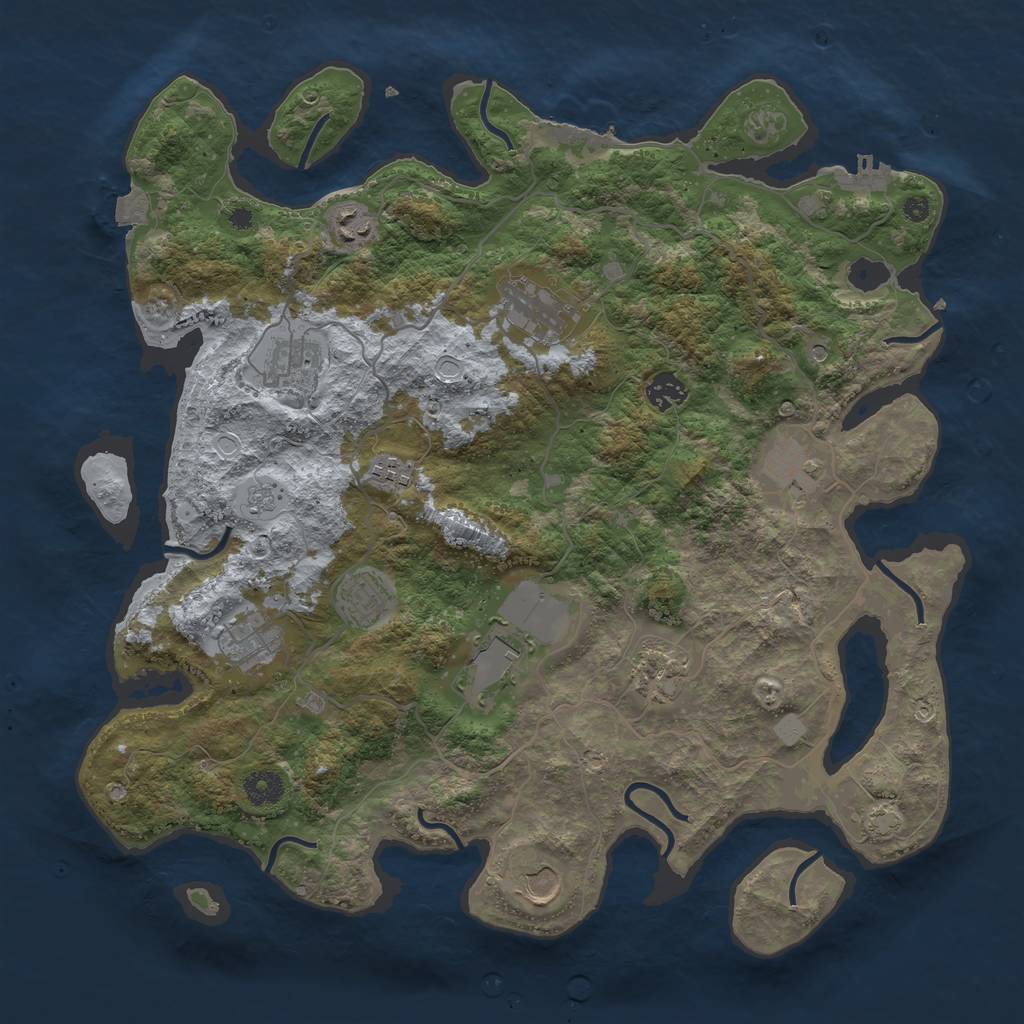 Rust Map: Procedural Map, Size: 4000, Seed: 385178478, 19 Monuments