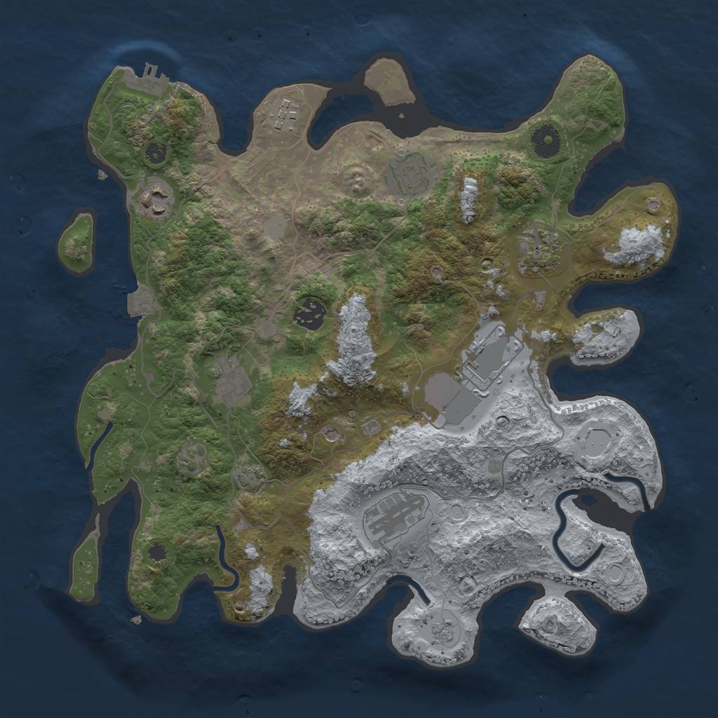 Rust Map: Procedural Map, Size: 3500, Seed: 2119330547, 15 Monuments