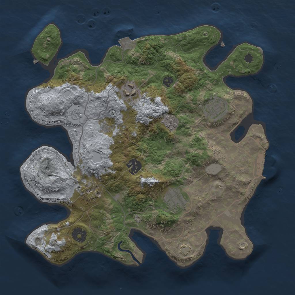 Rust Map: Procedural Map, Size: 3000, Seed: 1176742211, 12 Monuments