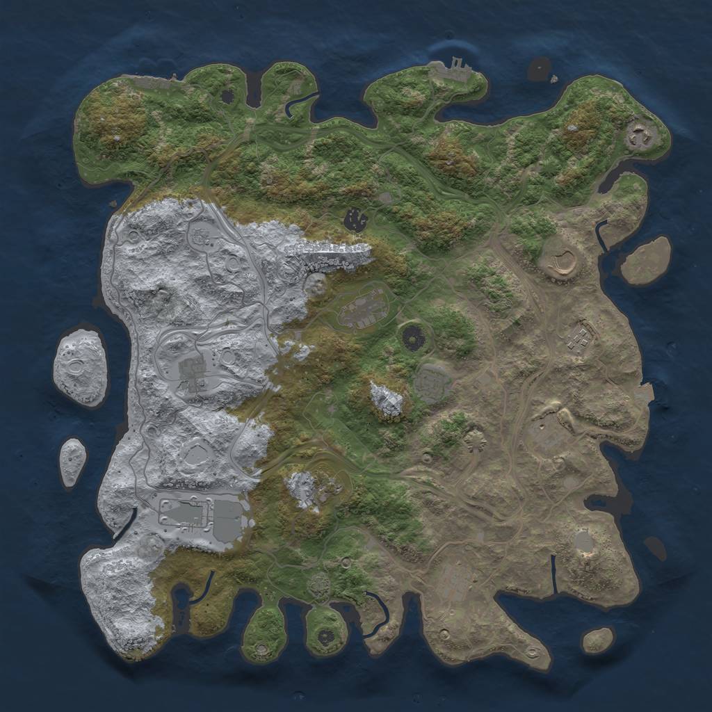 Rust Map: Procedural Map, Size: 4500, Seed: 2528, 19 Monuments