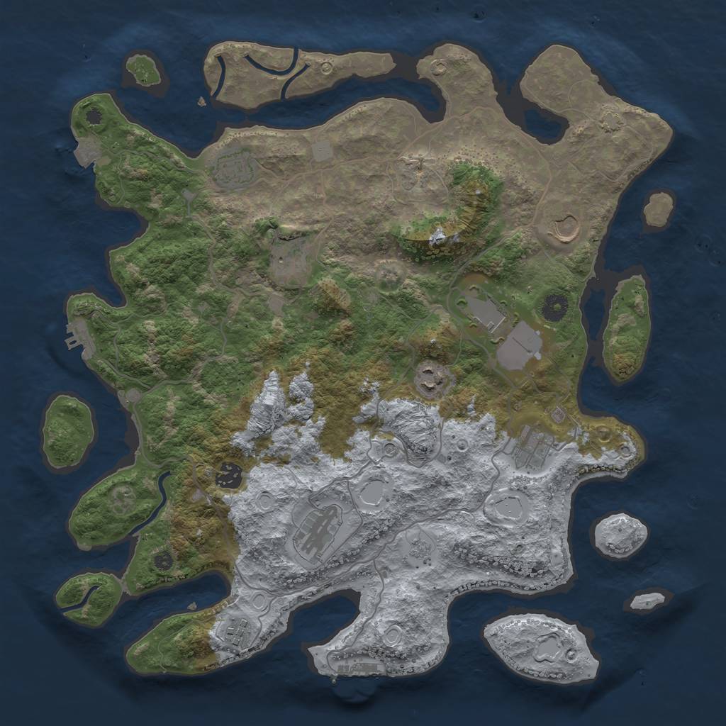 Rust Map: Procedural Map, Size: 4000, Seed: 31670, 17 Monuments
