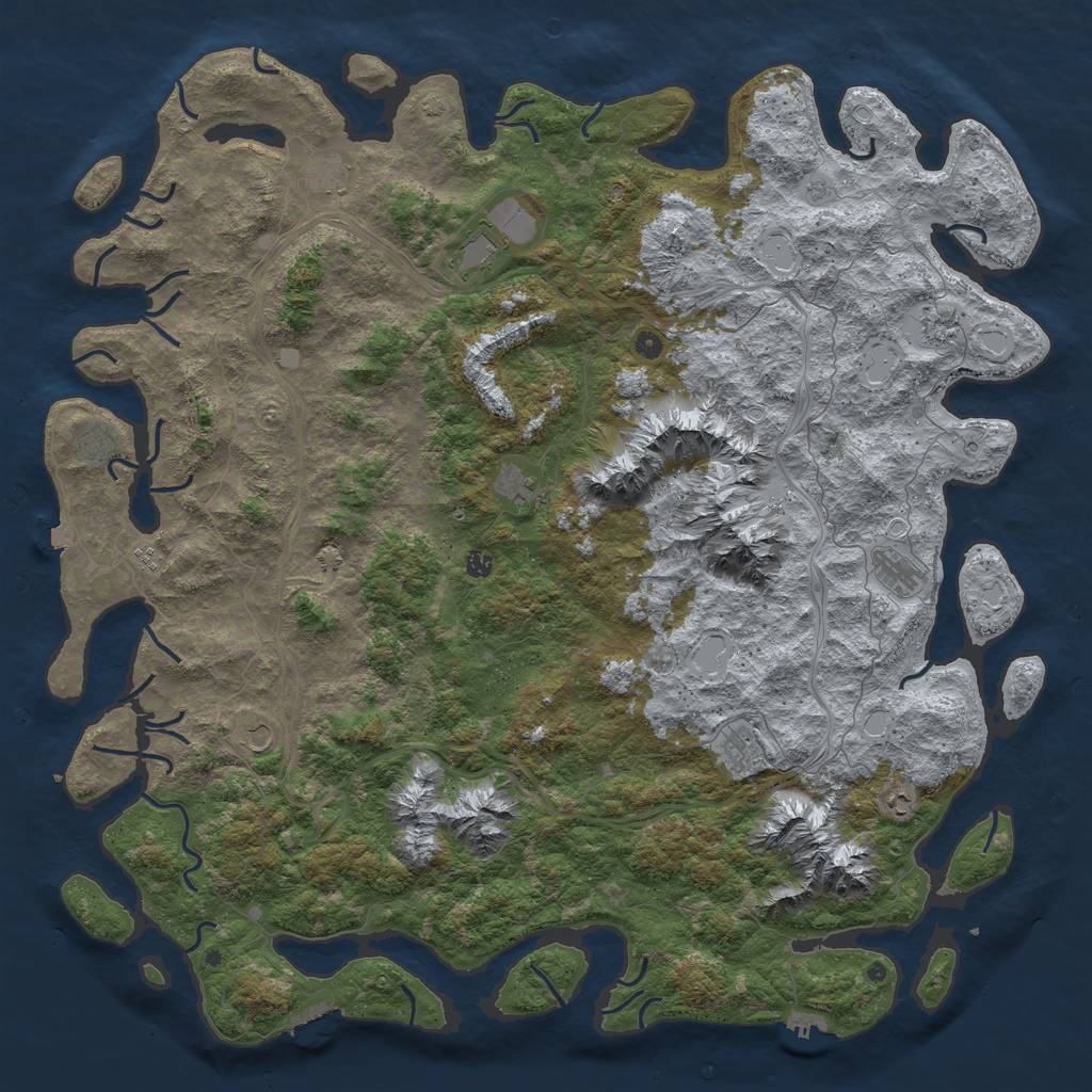 Rust Map: Procedural Map, Size: 6000, Seed: 731778578, 19 Monuments