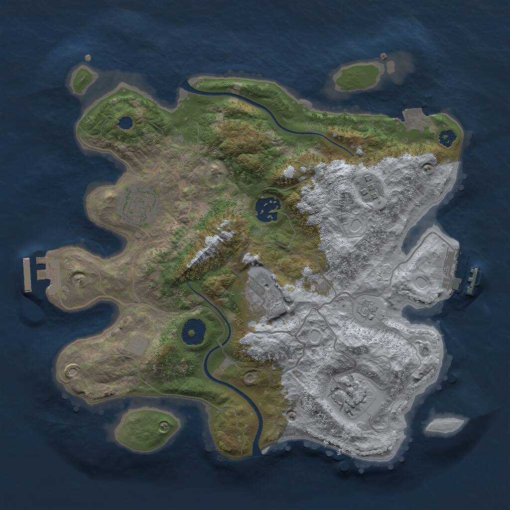 Rust Map: Procedural Map, Size: 3000, Seed: 400001, 9 Monuments