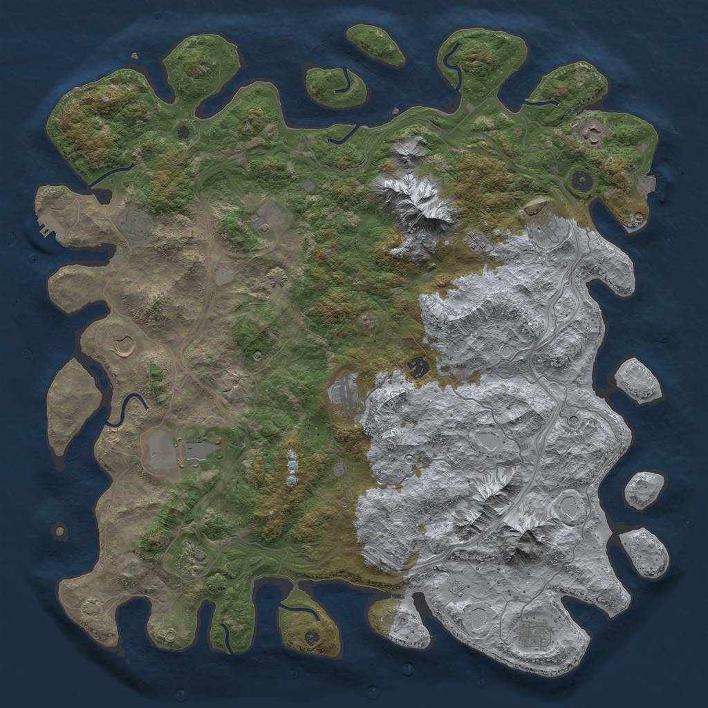 Rust Map: Procedural Map, Size: 5000, Seed: 234234324, 18 Monuments