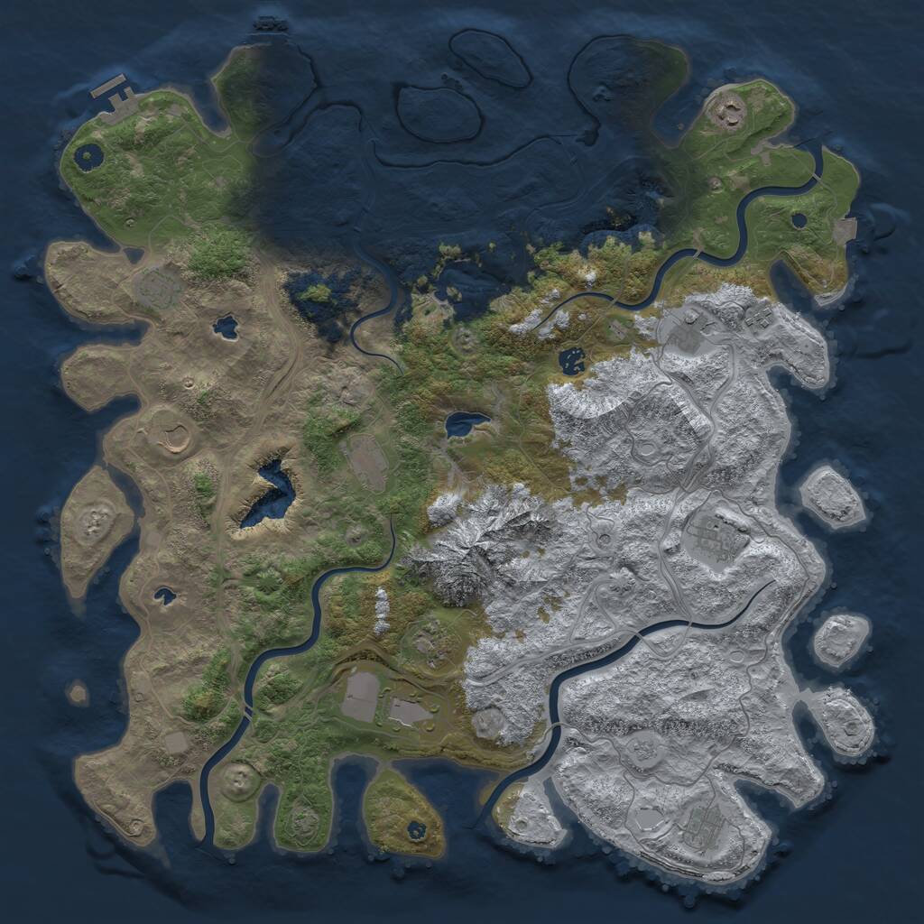 Rust Map: Procedural Map, Size: 5000, Seed: 234234324, 17 Monuments
