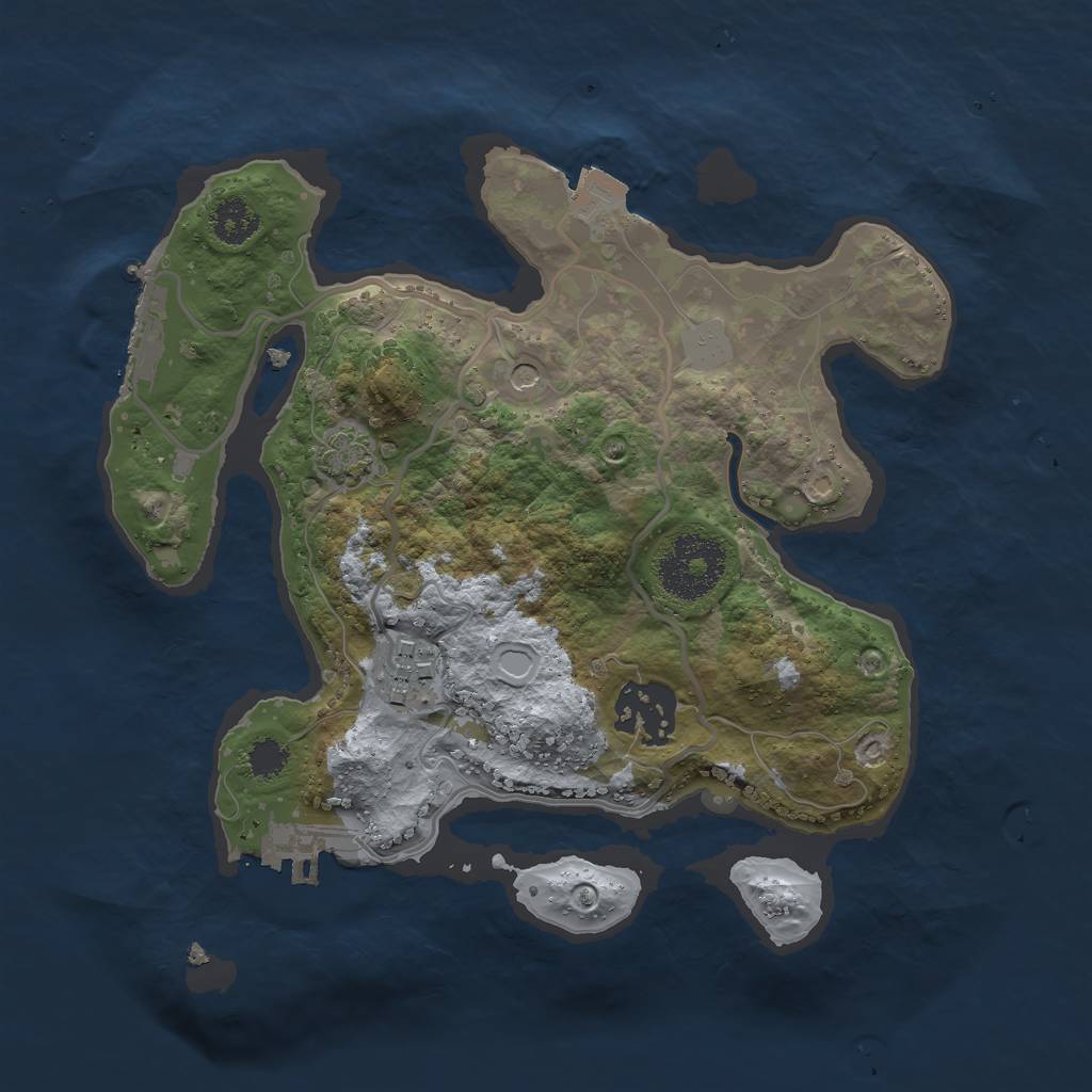 Rust Map: Procedural Map, Size: 2500, Seed: 623001856, 9 Monuments