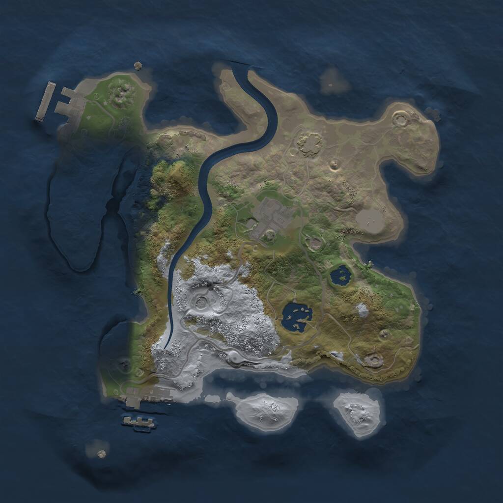 Rust Map: Procedural Map, Size: 2500, Seed: 623001856, 7 Monuments