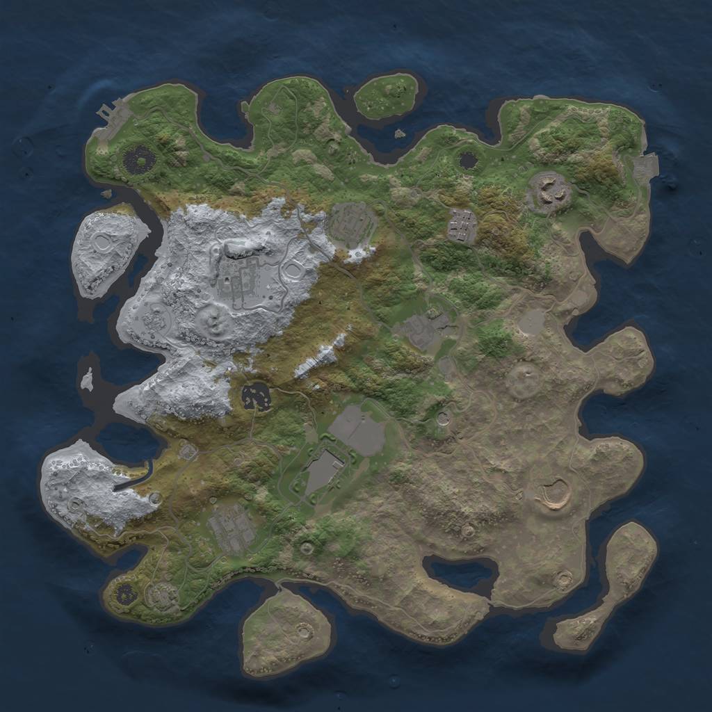 Rust Map: Procedural Map, Size: 3500, Seed: 119164197, 16 Monuments