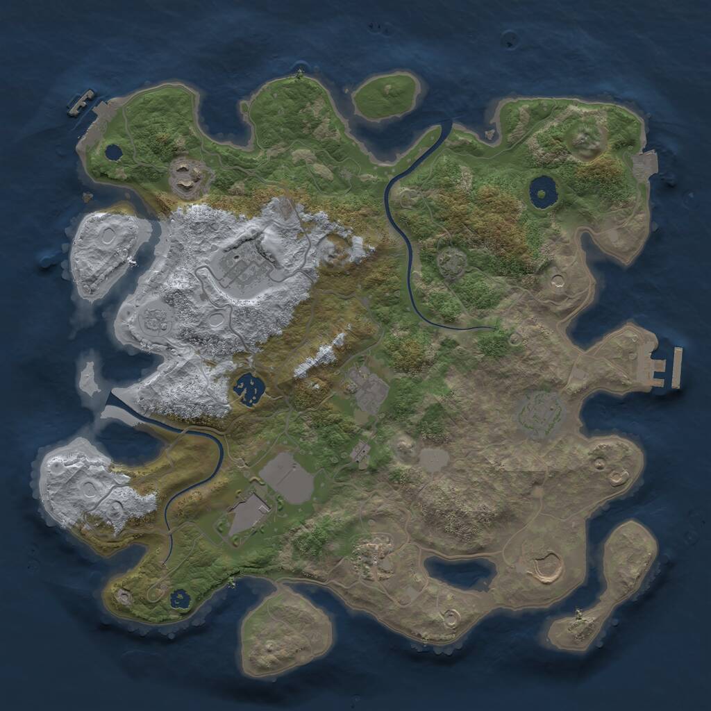 Rust Map: Procedural Map, Size: 3500, Seed: 119164197, 14 Monuments