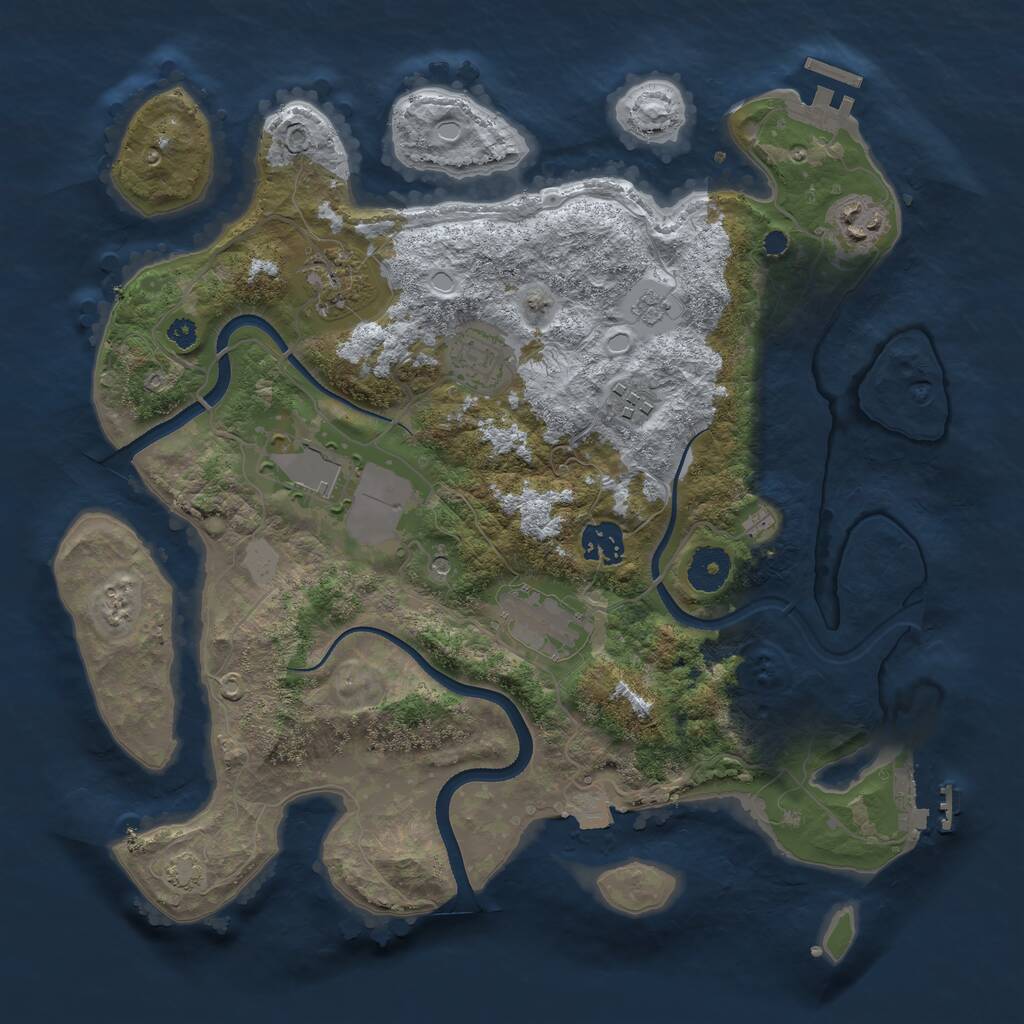 Rust Map: Procedural Map, Size: 3500, Seed: 454424001, 13 Monuments