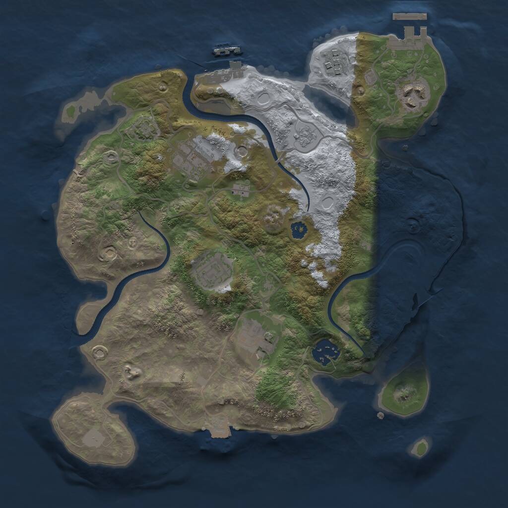 Rust Map: Procedural Map, Size: 3000, Seed: 64667308, 12 Monuments