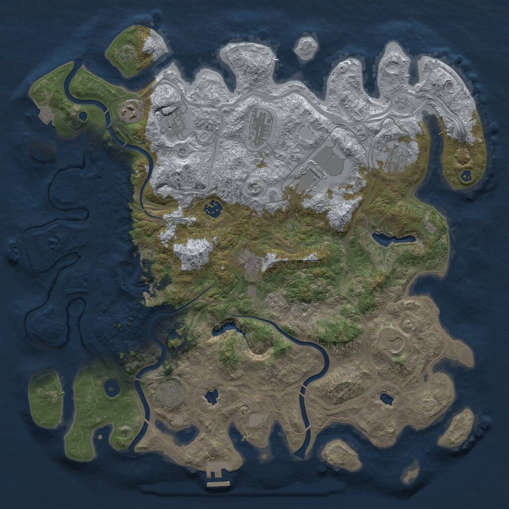 Rust Map: Procedural Map, Size: 4500, Seed: 405150240, 16 Monuments